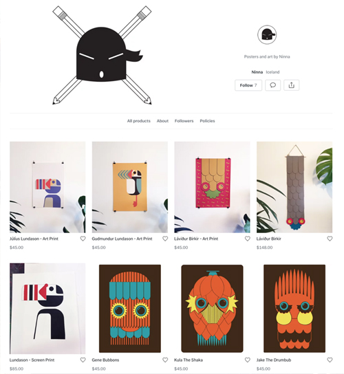webshop, poster, art, design, ninna, puffin, icelandicart