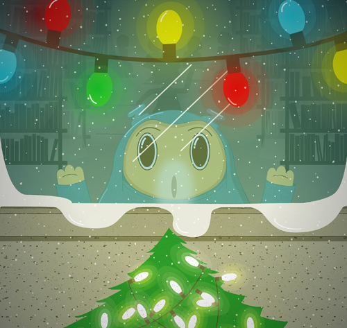zeta, woolensocks, christmasstory, christmasillustration, christmastree, christmaslights