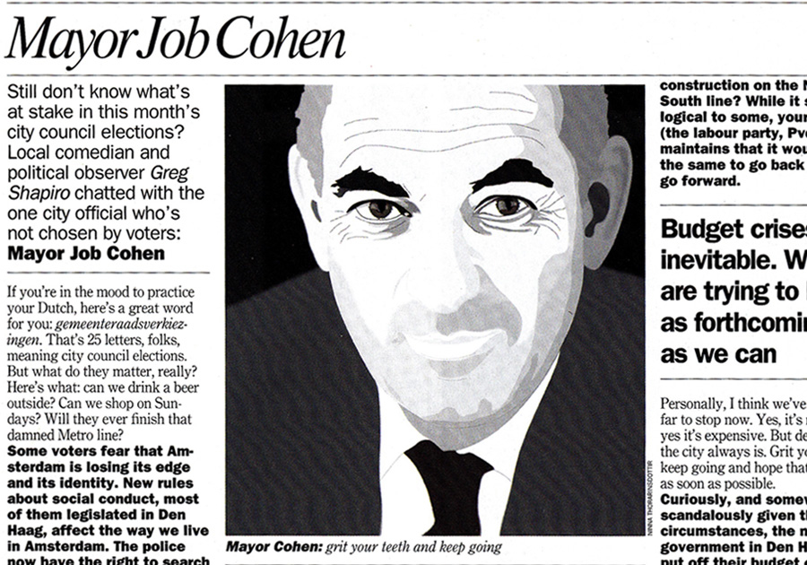 timeout, illustration, Mayor Job Cohen, portrait illustration 